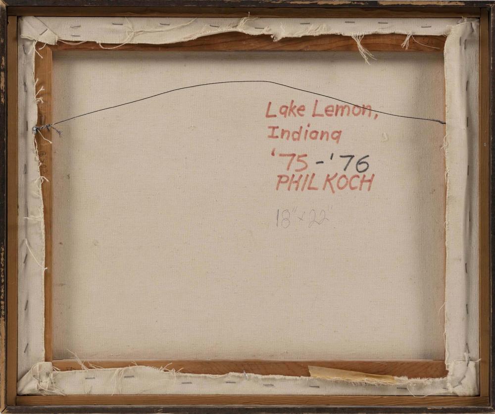 Philip Koch comparable auction result: philip koch maryland massachusetts b 1948 lake lemon indiana 1975 76 oil on canvas 18 x 22 framed 19 5 x 23 5