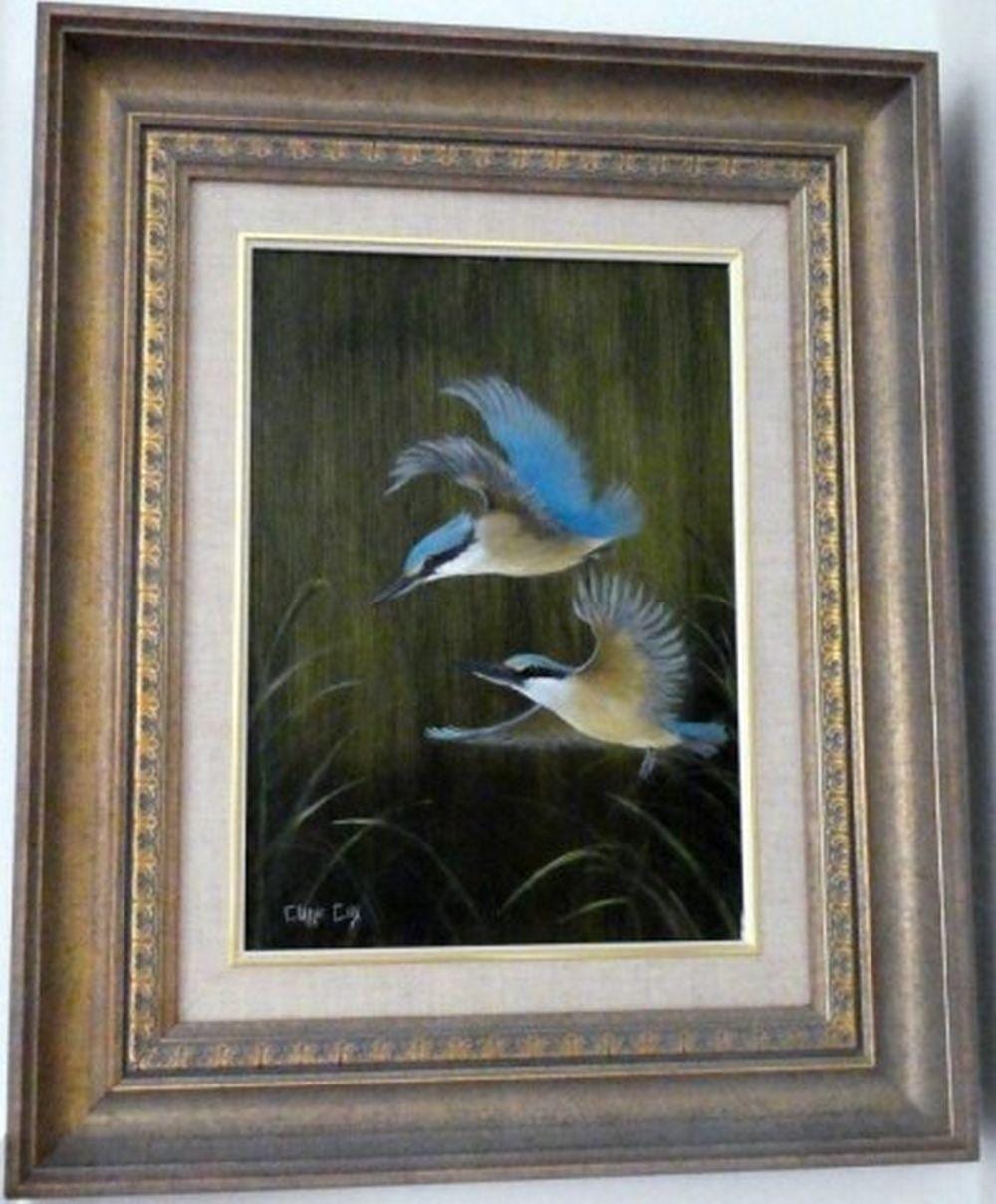 Clarrie Cox comparable auction result: clarrie cox kingfishers oil on board