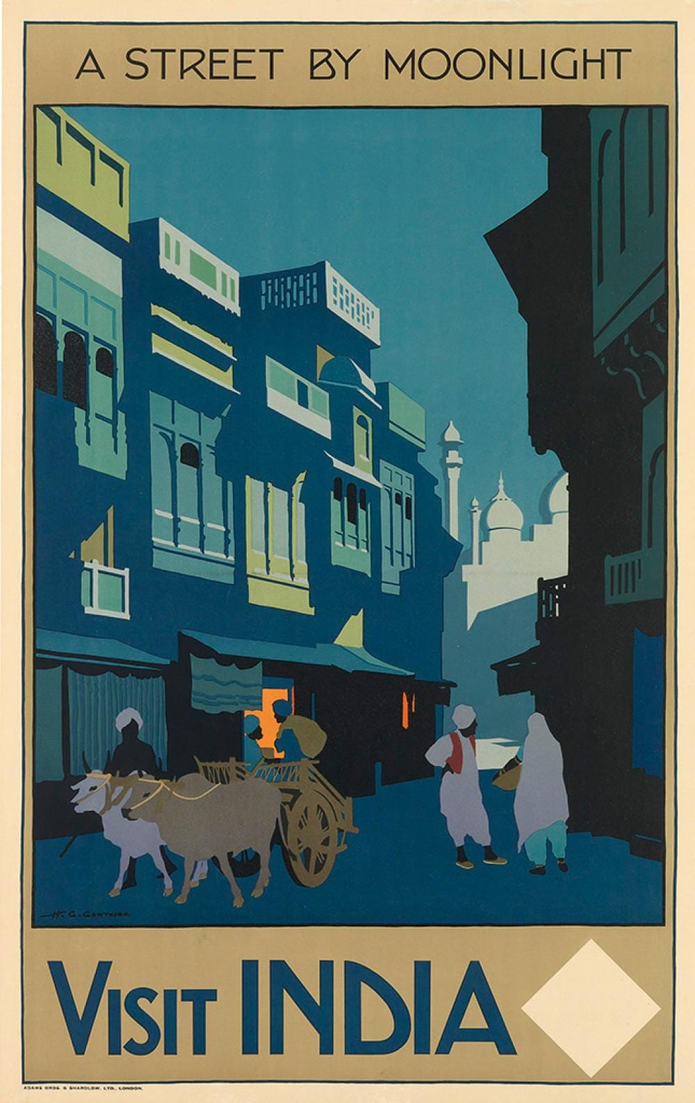 Henry George Gawthorn comparable auction result: henry george gawthorn 1879 1941 visit india a street by moonlight circa 1925