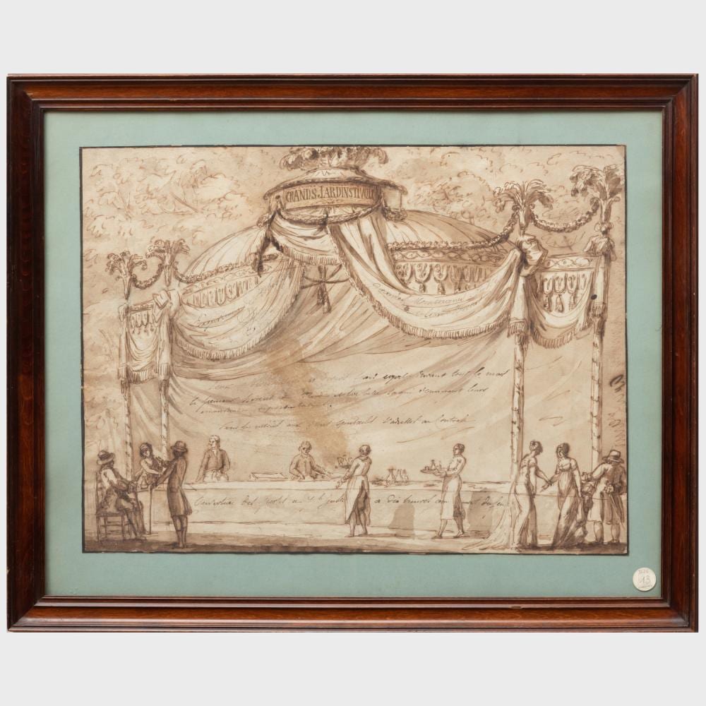 Claude-Louis Desrais comparable auction result: claude louis desrais 1746 1816 un banquet dans les jardins de tivoli