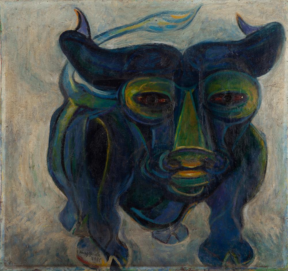Francis Nnaggenda comparable auction result: francis nnaggenda ugandan born 1936 untitled blue bull 1986