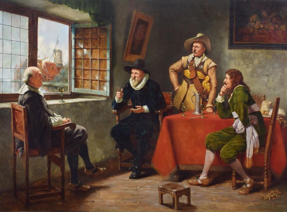 Stephen (1890) Lewin comparable auction result: stephen lewin fl 1890 1910 interior scene with figures