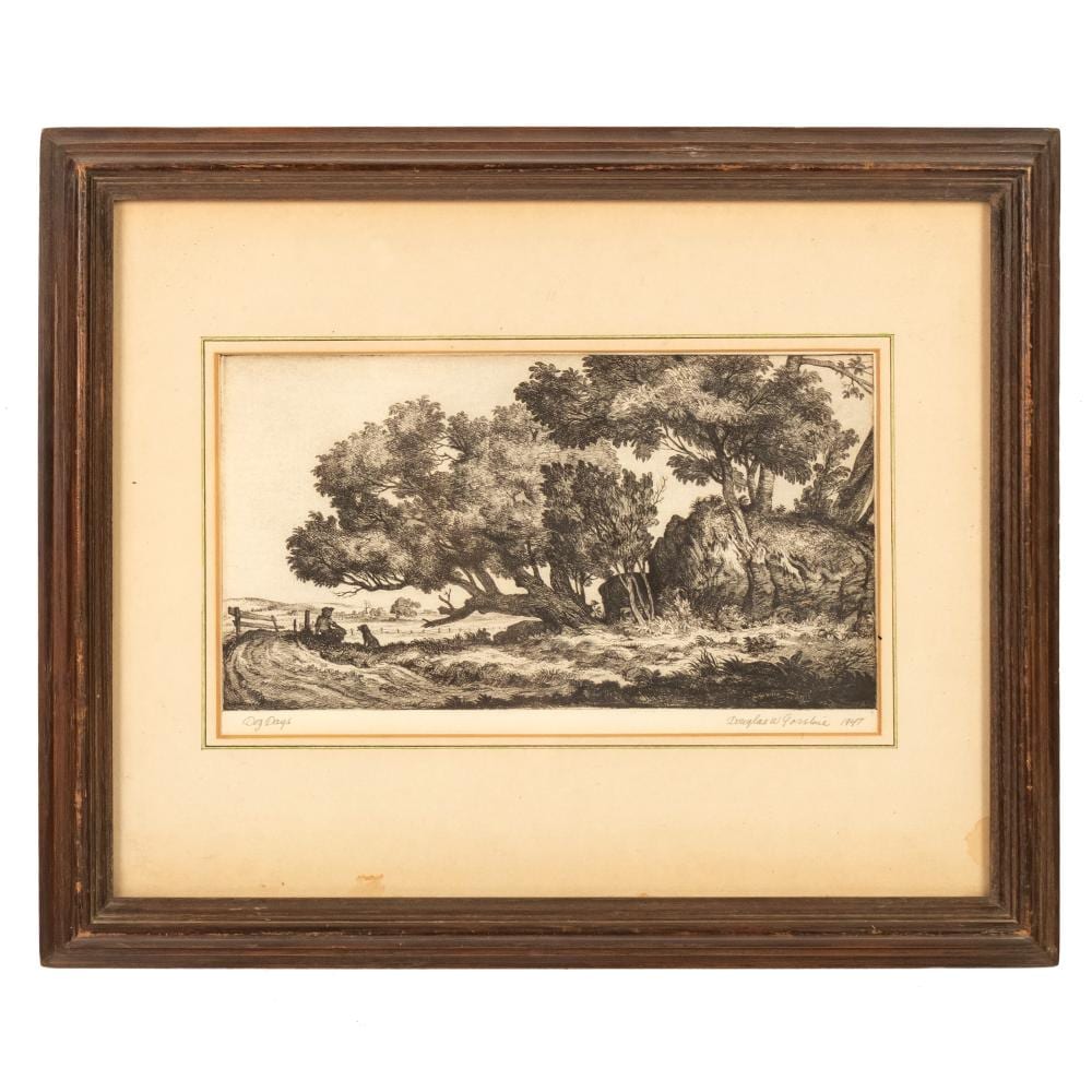 Douglas Gorsline comparable auction result: douglas gorsline 20th c signed dog days engraving