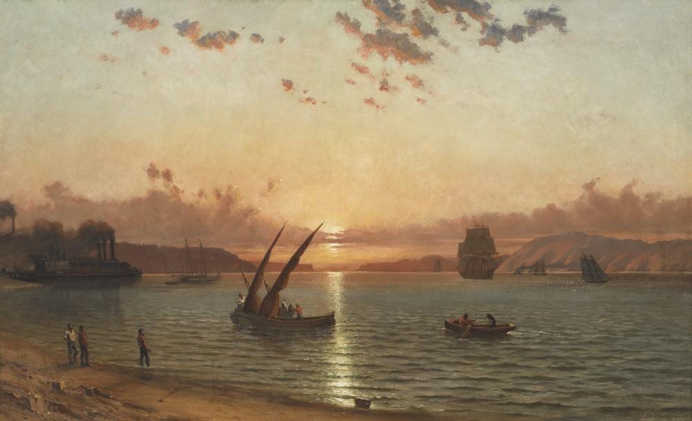 Virgil Williams comparable auction result: virgil williams 1830 1886 golden gate at sunset 26 x 42in framed 32 x 48in painted in 1886