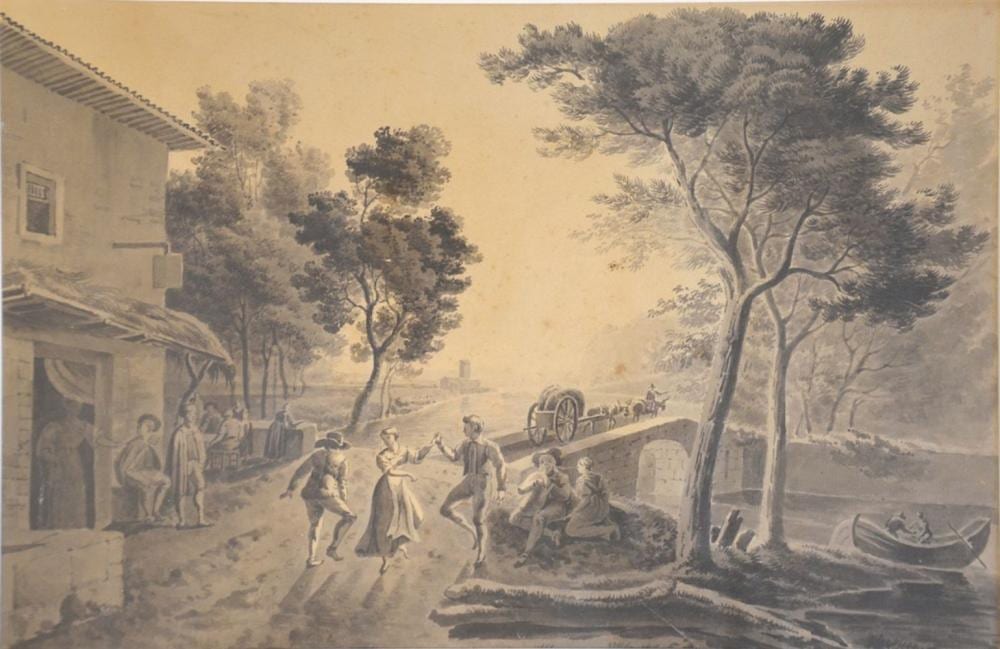 Jean-Antoine Constantin comparable auction result: jean antoine constantin 1756 1844 dit constantin d aix f te de village dessin la pl