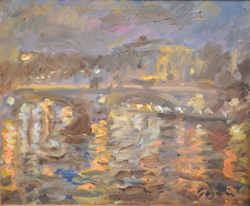 Pierre Gogois comparable auction result: pierre gogois n en 1935 lumi res devant le chatelet huile sur toile sign e en bas