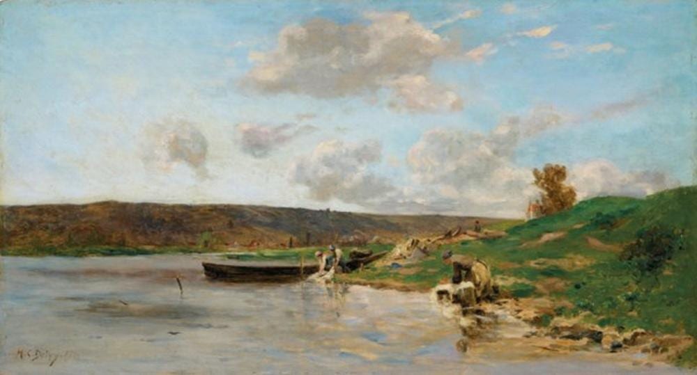Hippolyte-Camille Delpy comparable auction result: hippolyte camille delpy french 1842 1910 bord de la seine rangiport le matin