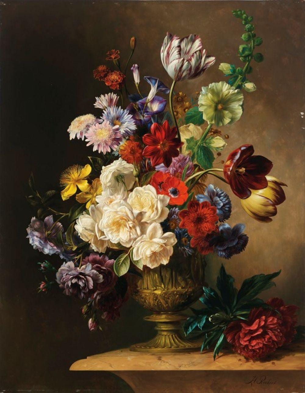 Hendrik Reekers comparable auction result: hendrik reekers dutch 1815 1854 still life with summer flowers