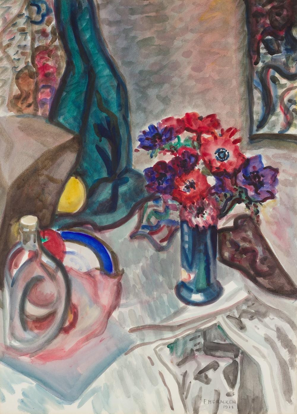 Francis McCracken comparable auction result: francis mccracken new zealand 1879 1959 still life with anemones