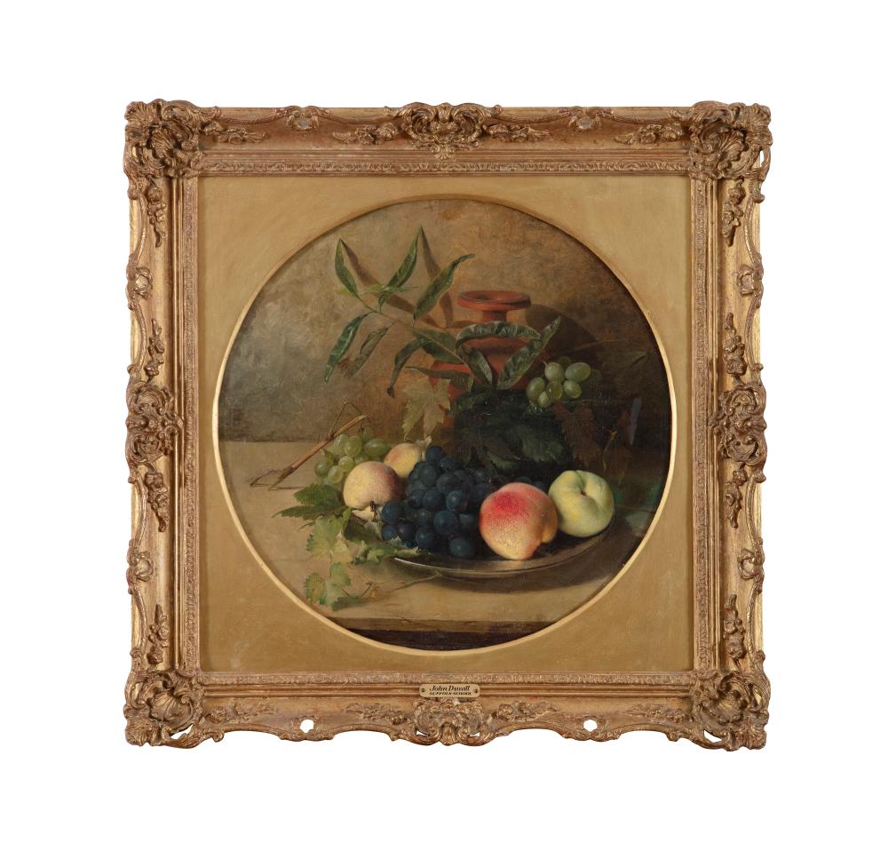 John Duvall comparable auction result: john duvall british 1816 1892 still life with grapes and peaches oil on board tondo 43cm diameter