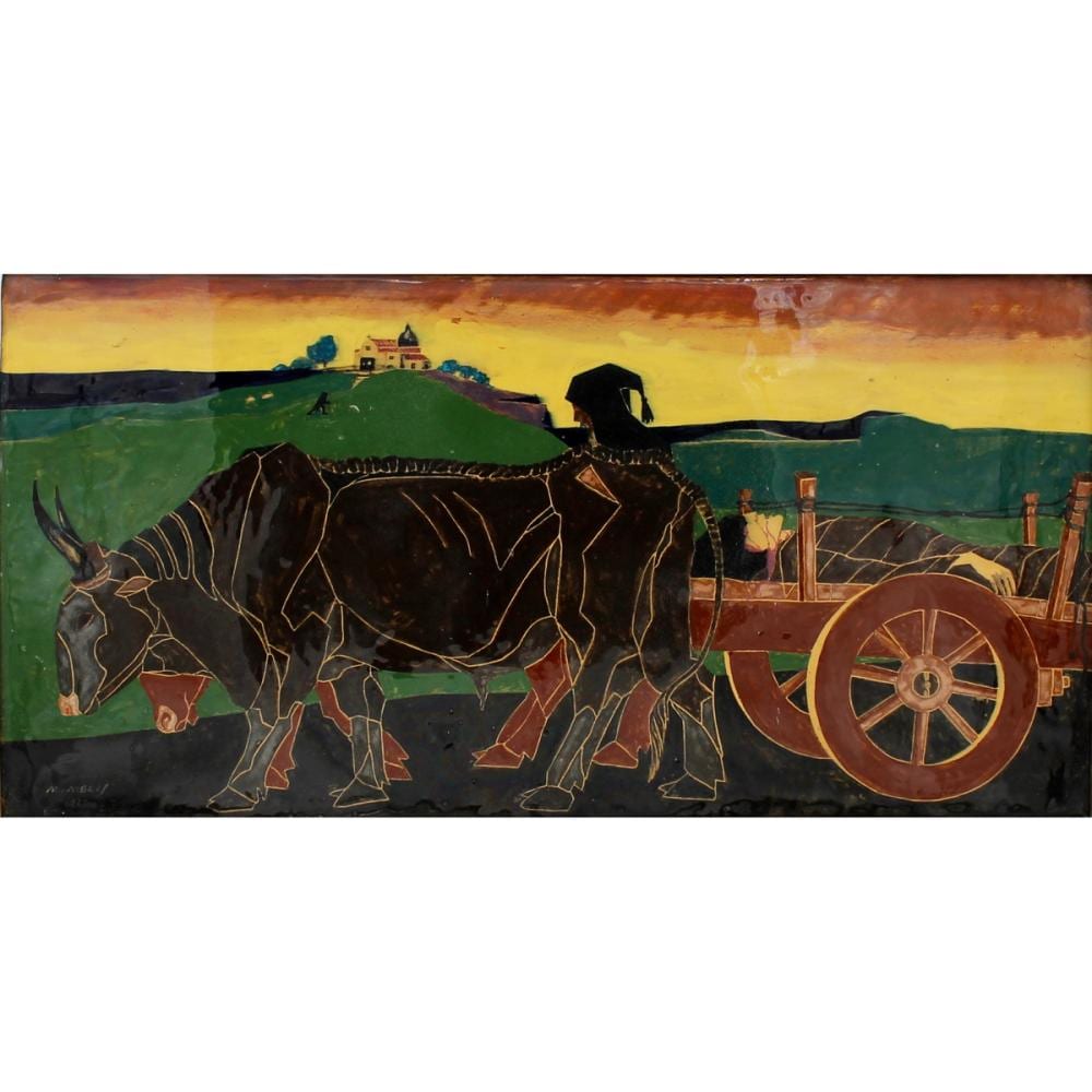 Melchiorre Melis comparable auction result: melkiorre melis 1889 1982 monaco con carro e paese sullo sfondo monk with wagon and country in the background
