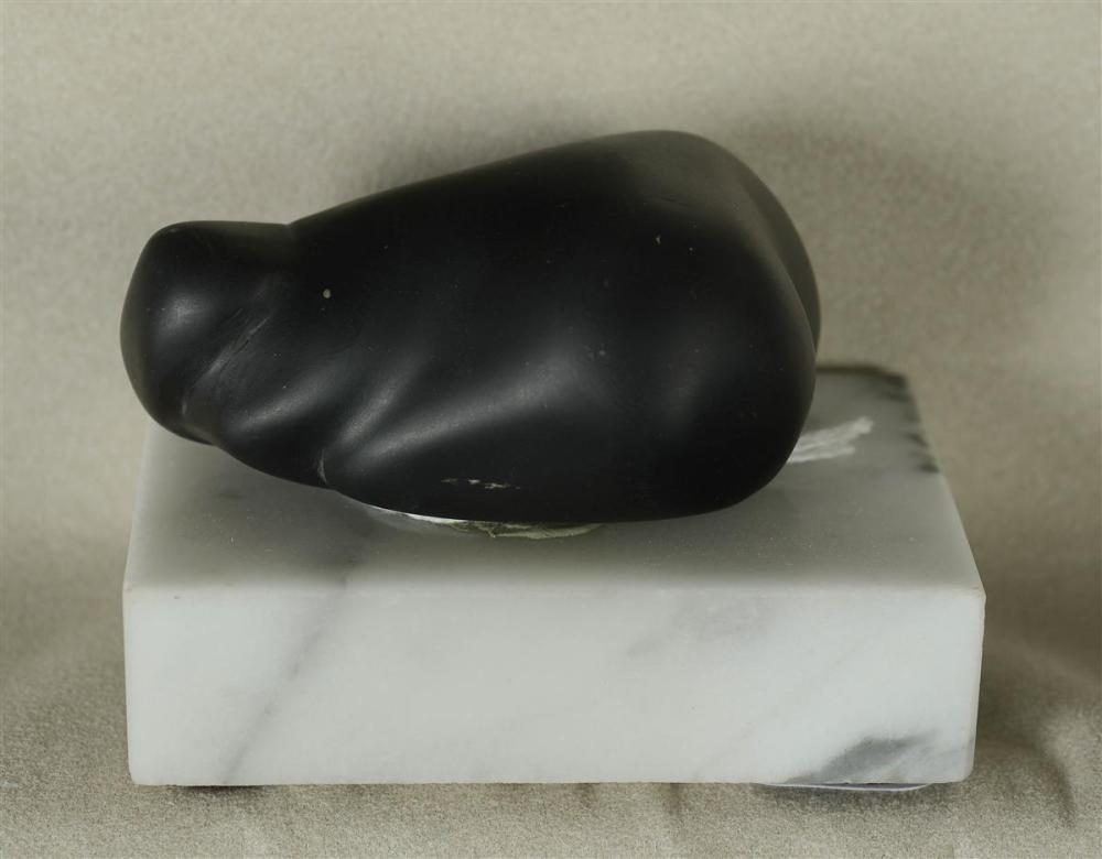Cabot Lyford comparable auction result: cabot lyford am b 1925 untitled carved black granite mounted on white marble base 3 x 2 x 2 including base