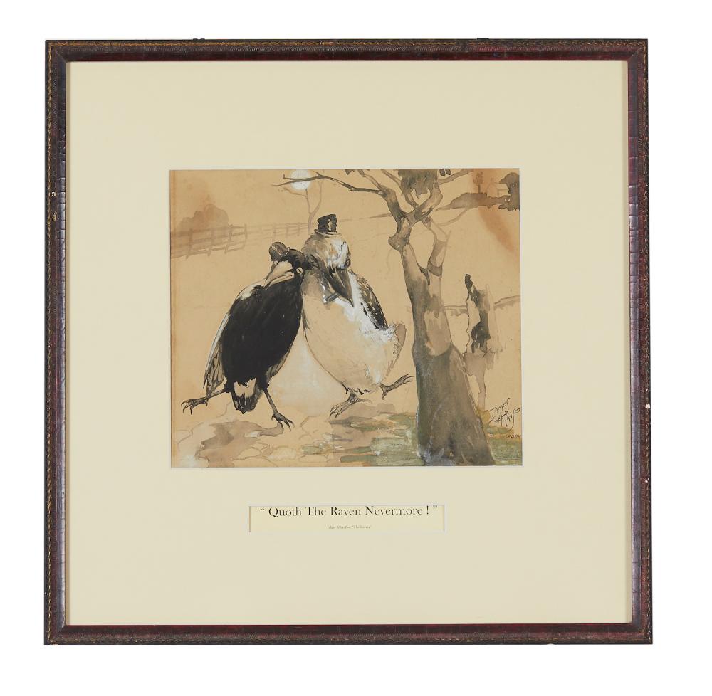 James Crisp comparable auction result: james alexander crisp 1879 1962 quoth the raven nevermore ink and body colour on toned paper