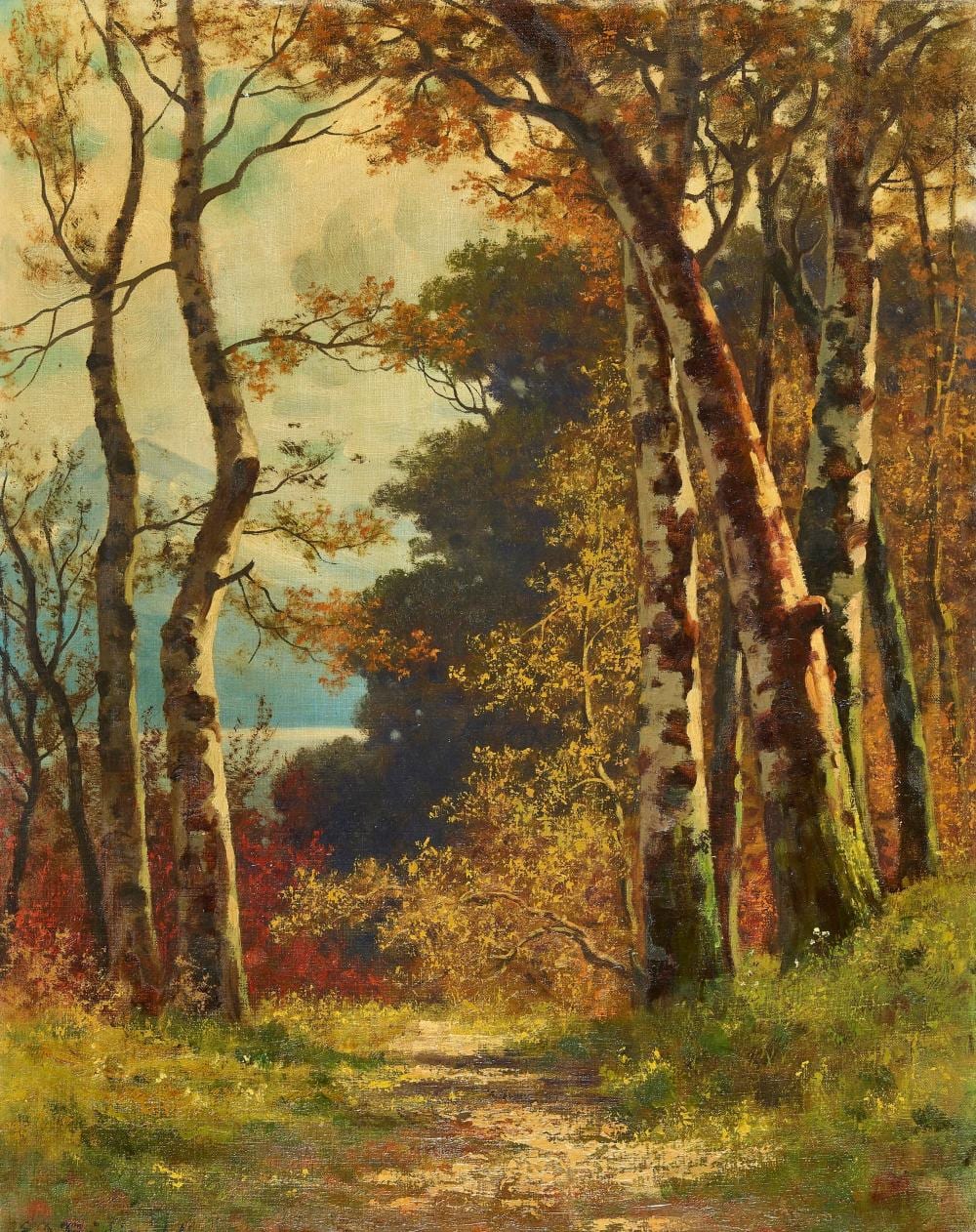 RÜDISÜHLI, EDUARD PAUL: Herbstlicher Waldweg. sold by Dobiaschofsky Auktionen AG, lot 2799 — auction record photograph