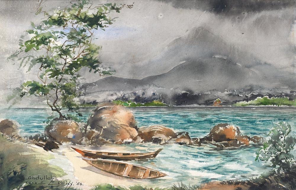 abdullah ariff b penang 1904 1962 the sudden monsoon downpour 1956 · Henry Butcher Art Auctioneers · 2020-11-15 Abdullah Ariff comparable auction result: abdullah ariff b penang 1904 1962 the sudden monsoon downpour 1956
