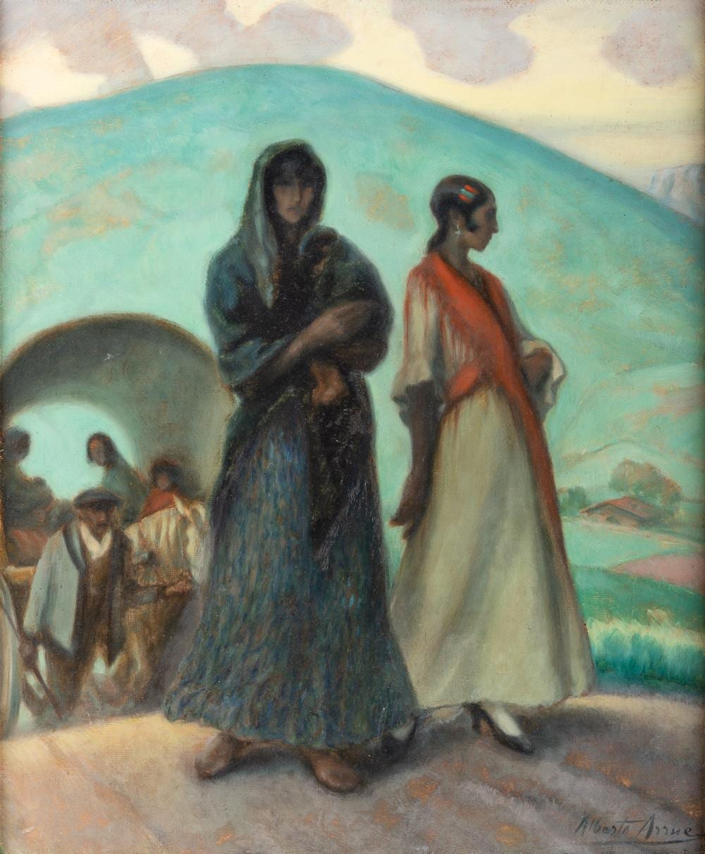 Alberto Arrue y Valle comparable auction result: alberto arrue y valle bilbao 1878 1944 t tulo gitanas firmado alberto arrue leo sobre lien