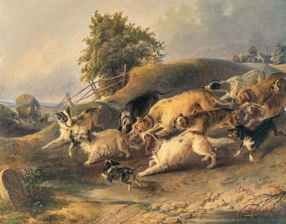 Johann Mathias Ranftl comparable auction result: johann mathias ranftl die begehrte fremde hundedame auf der durchreise