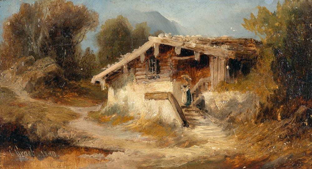 Carl Georg Anton Graeb comparable auction result: carl georg anton graeb frau vor bauernhaus