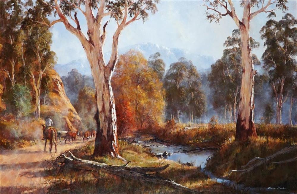 Brian Nash comparable auction result: brian nash 1942 cattle drive 59 5 x 90 cm frame 89 x 119 x 6 cm