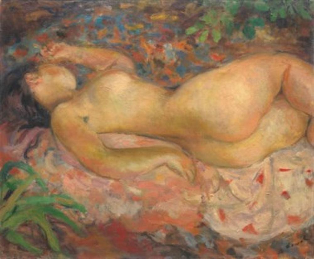 Pierre Deval comparable auction result: pierre deval 1897 1993 nu en plein air