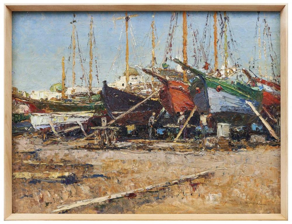 Lidio Aimone comparable auction result: lidio ajmone 1884 1945 cantiere nel porto di rodi