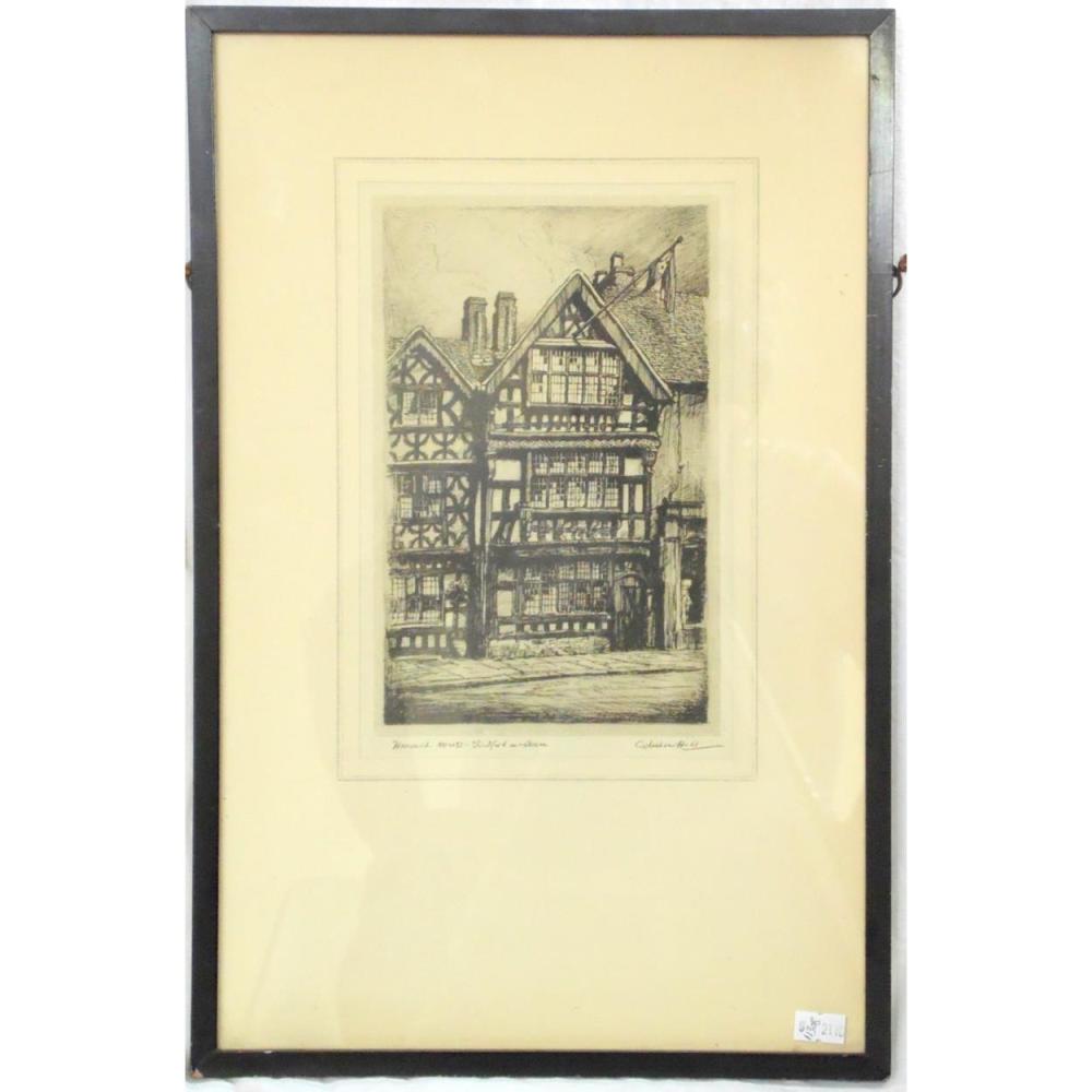 Adrian Hill comparable auction result: adrian hill etching havard house stratford on avon