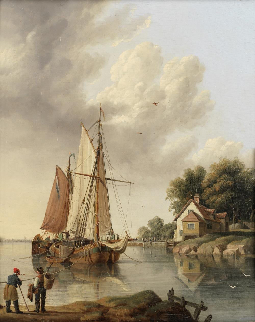 john ward of hull british 1798 1849 coastal craft moored in calm waters · Bonhams · 2020-11-11 John (1798) Ward comparable auction result: john ward of hull british 1798 1849 coastal craft moored in calm waters