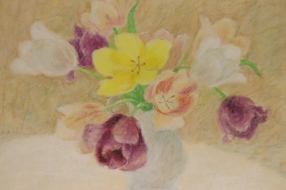 Elsie Manville comparable auction result: elsie manville b 1922 vase of flowers pastel