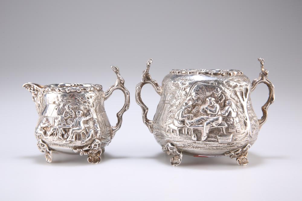 Gordon (1892) Russell comparable auction result: an edwardian silver cream jug and sugar bowl in the tenier style by sydney