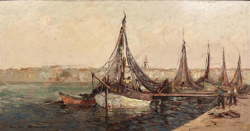 Fernand VandenBussche comparable auction result: fernand van den bussche 1892 1975 l arriv e au port