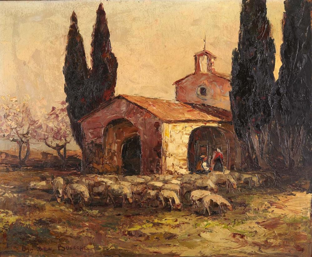 Fernand VandenBussche comparable auction result: fernand van den bussche 1892 1975 le berger devant la chapelle