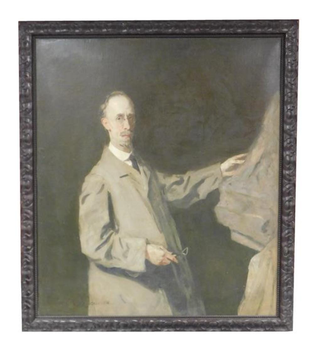 Sidney Dickinson comparable auction result: sidney dickinson american 1890 1980 oil on canvas depicts portrait of a sculptor at work possibly portraying fellow art stud