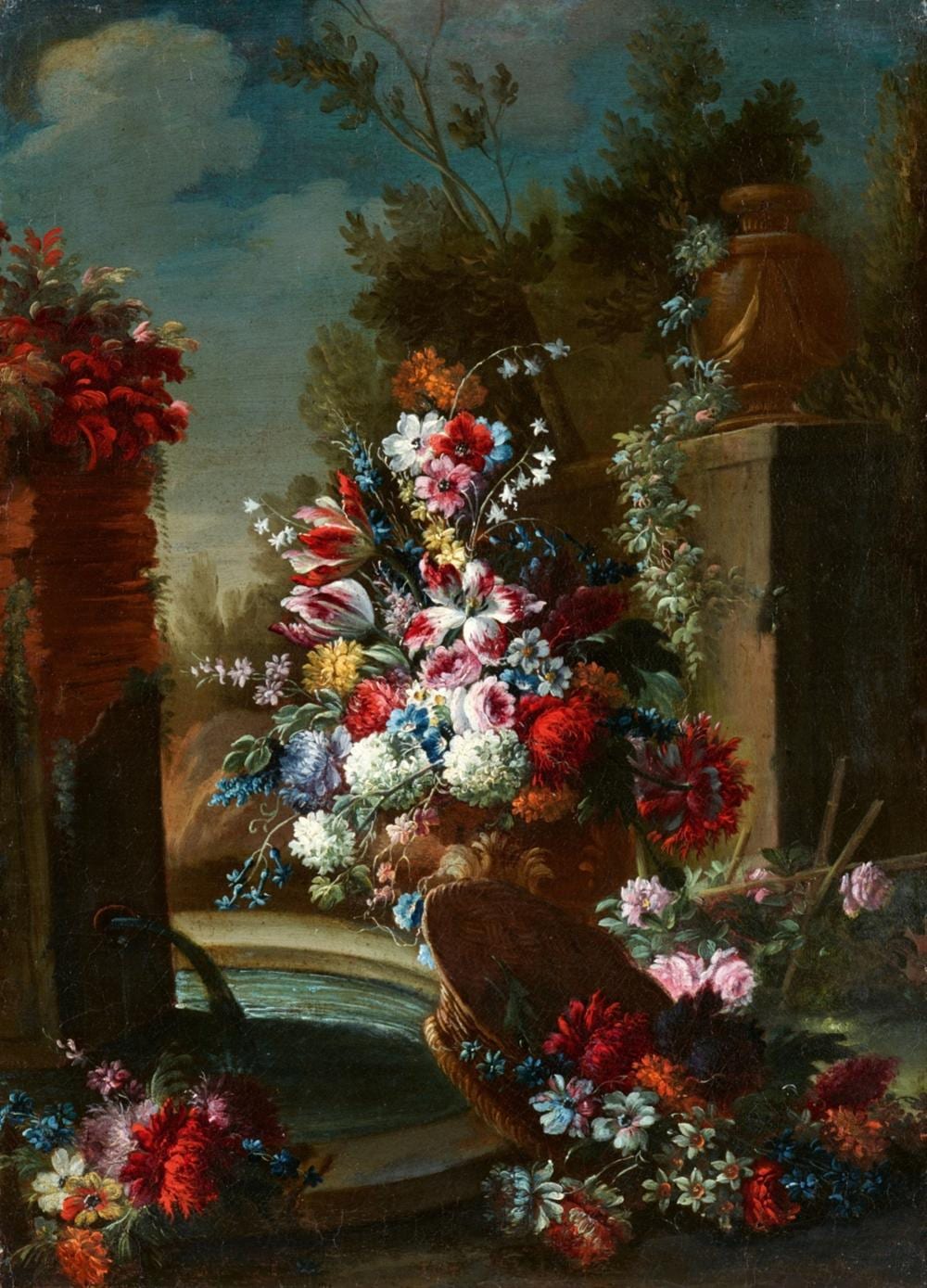 Gasparo Lopez comparable auction result: gasparo lopez two flower still lifes in landscapes