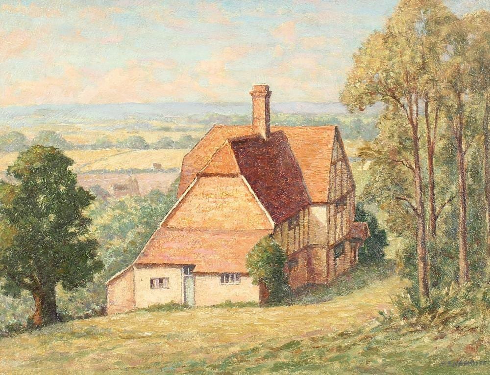 Henry Merritt comparable auction result: henry samuel merritt 1884 1963 british a country homestead in an extensive landscape oil on board signed
