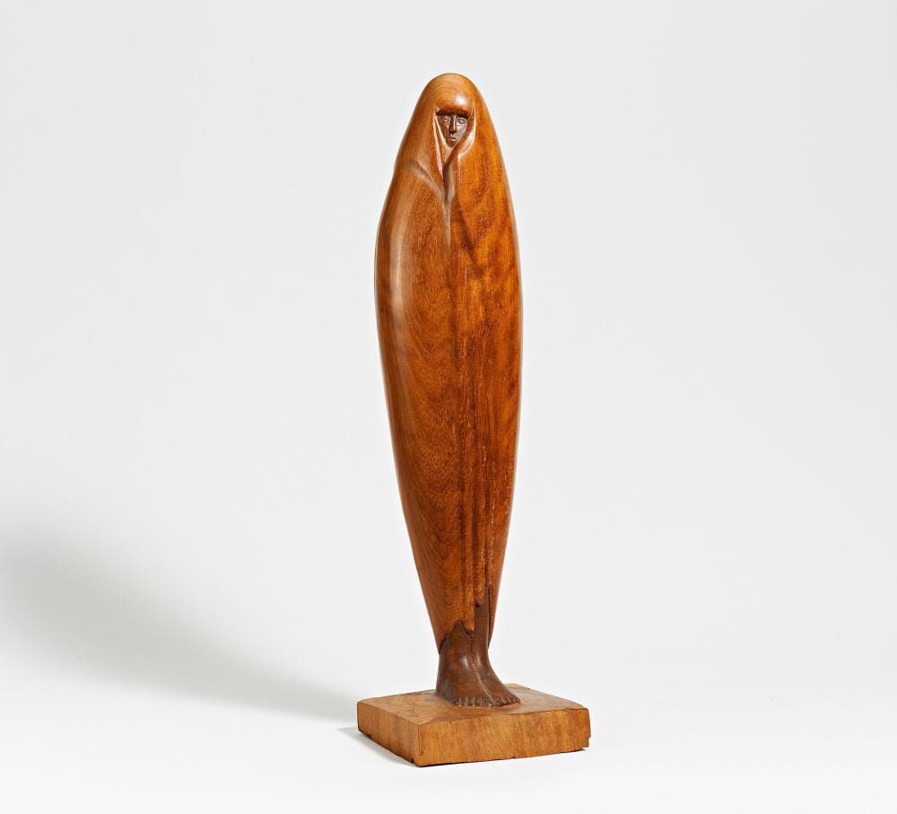 Céline Lepage comparable auction result: nut wood sculpture femme de marrakech