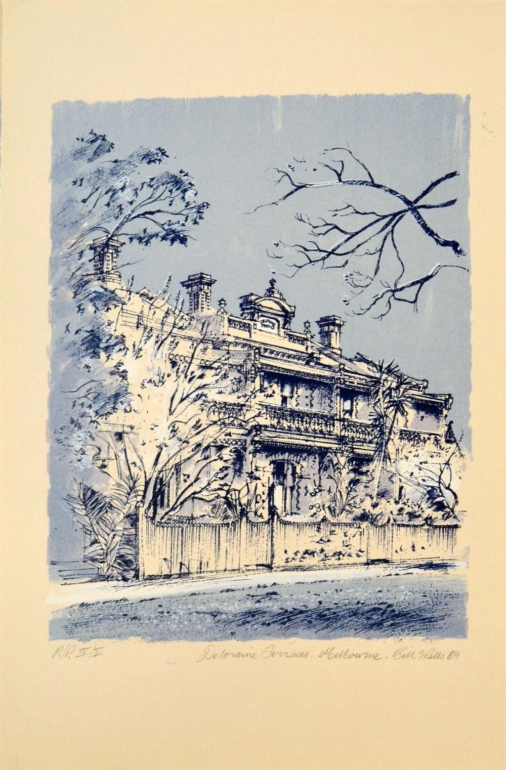 Bill Walls comparable auction result: bill walls deroraine terraces melbourne screenprint p p 4 5 42 x 33cm condition very good leonard joel delivery size small