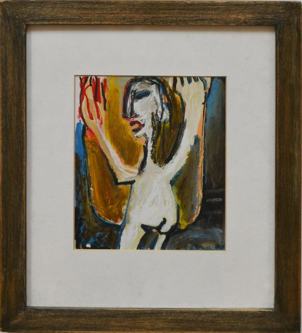 Barbara Licha comparable auction result: barbara licha figure iv mixed media on paper 23 x 18cm frame size 44 x 37cm condition very good leonard joel delivery size