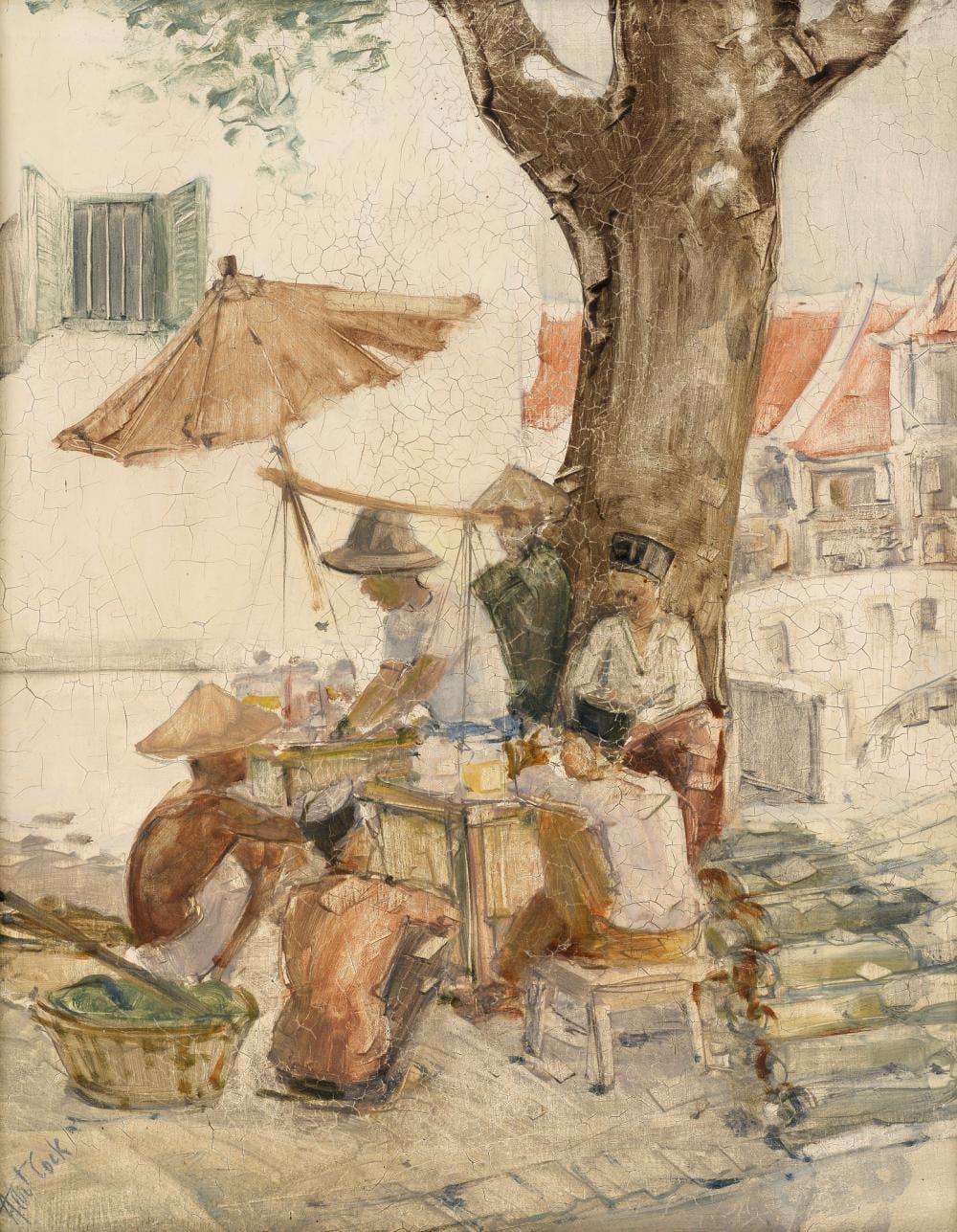 Aart Johannes Cock comparable auction result: aart johannes cock 1905 1981 food vendors signed lower left board 5