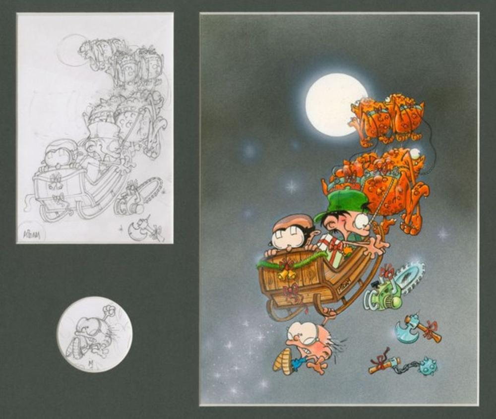 Michel Ledent comparable auction result: midam n en 1963 kid paddleencres de couleur sur papier pour la couvertur