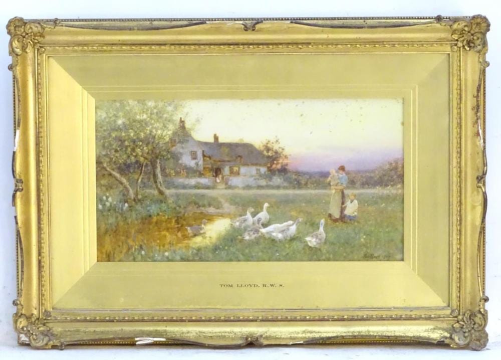 tom lloyd 1849 1910 english school watercolour the goose pond an early morning scene in a cott · Claydon Auctioneers · 2020-11-17 Tom LLoyd comparable auction result: tom lloyd 1849 1910 english school watercolour the goose pond an early morning scene in a cott