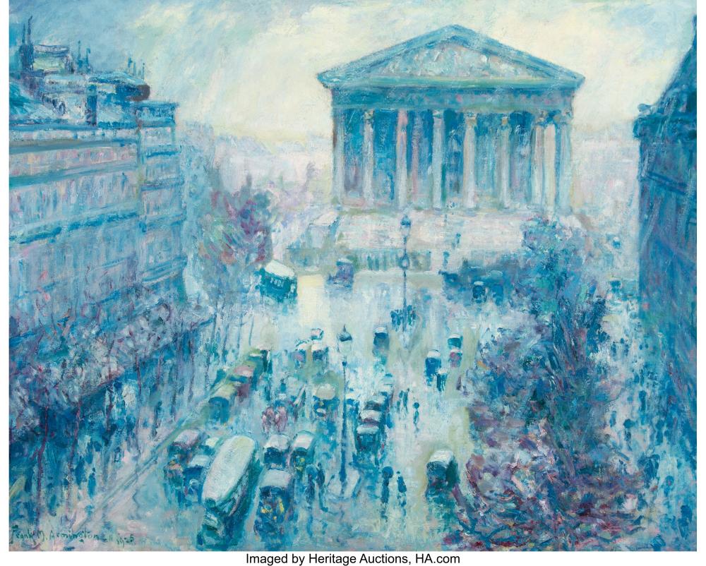 Frank Milton Armington comparable auction result: frank milton armington canadian 1876 1941 rue royale paris la pluie 1925 o