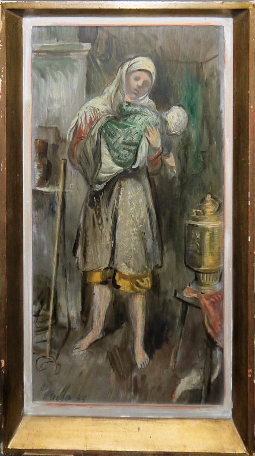 Otto Laible comparable auction result: otto laible russische b uerin mit kind lgem lde von 1943 gerahmt