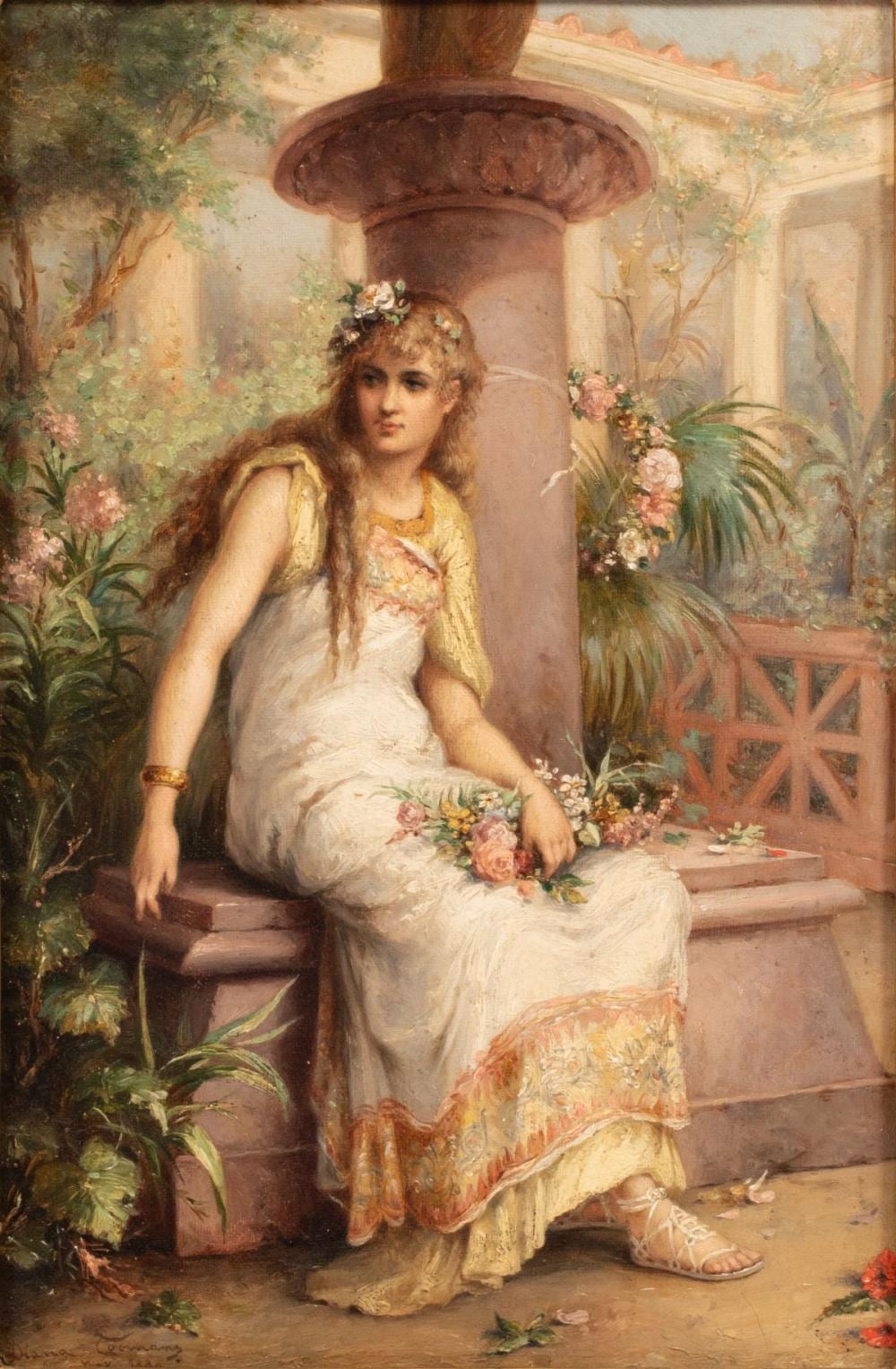 Diana Coomans comparable auction result: diana coomans oil on canvas 1889 classical beauty