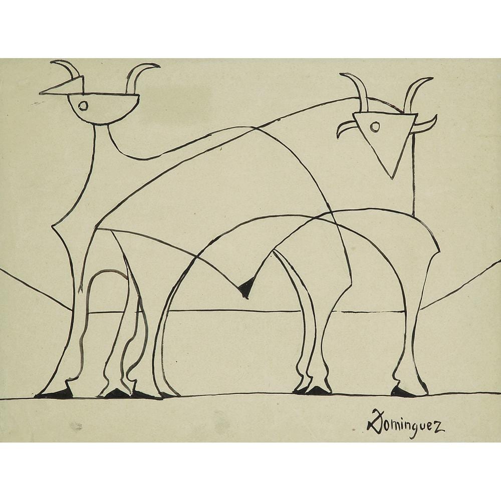 Oscar Domínguez comparable auction result: oscar dom nguez 1906 1957 deux taureaux vers 1950