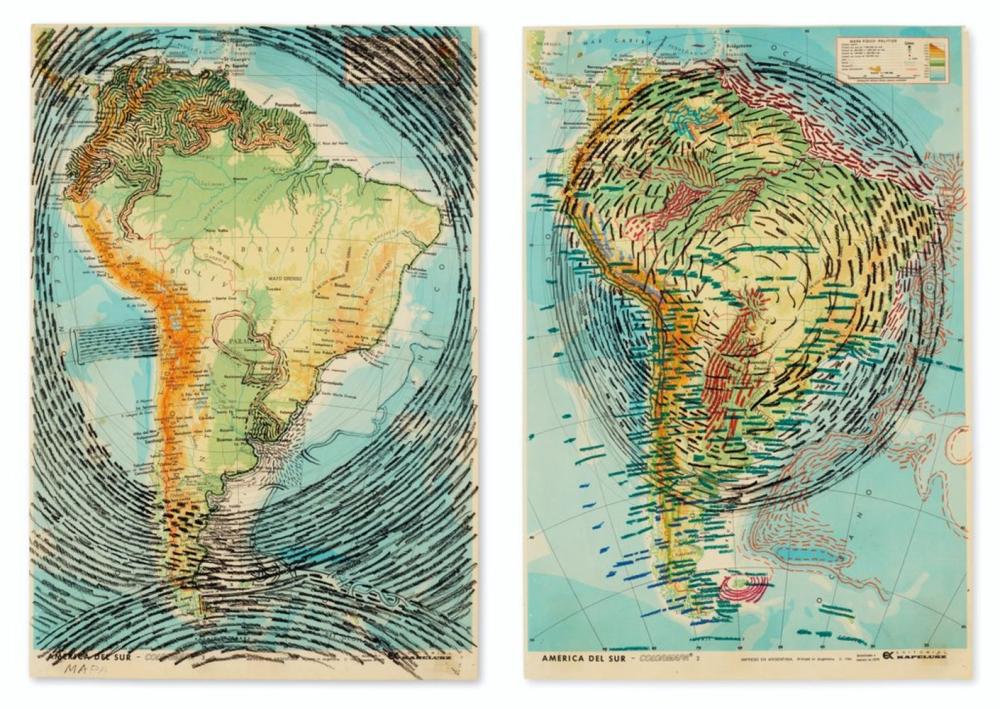 juan downey 1940 1993 two maps · Christie's · 2020-11-13 Juan Downey comparable auction result: juan downey 1940 1993 two maps