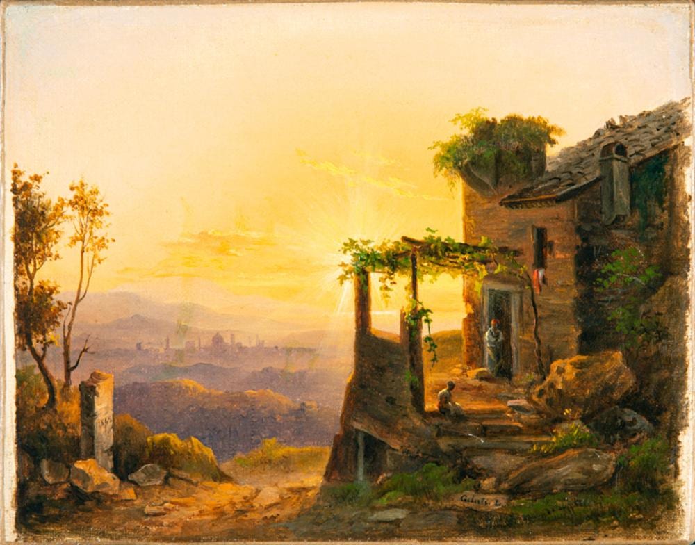 Lorenzo Gelati comparable auction result: lorenzo gelati casolare al tramonto 1849