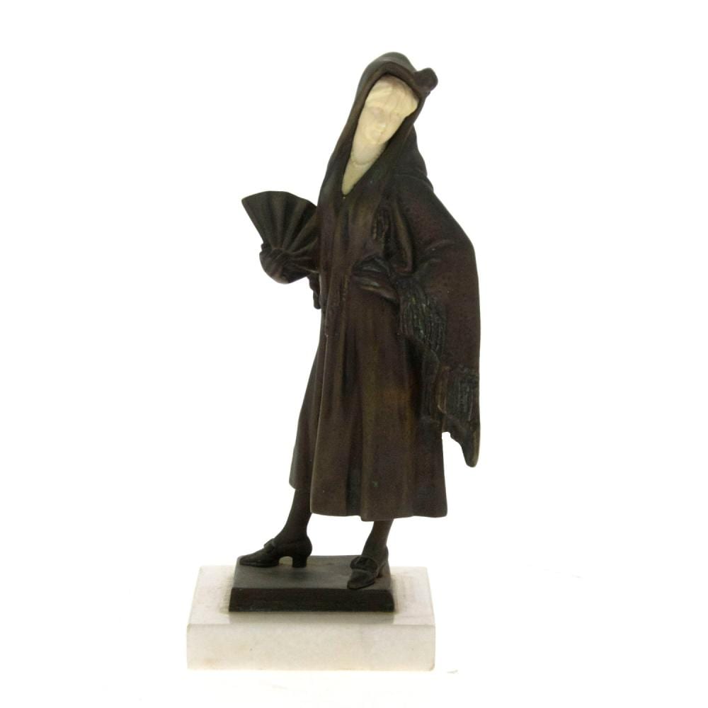 Emil Meier comparable auction result: emil meier czech 1877 1935 woman with fan bronze sculpture