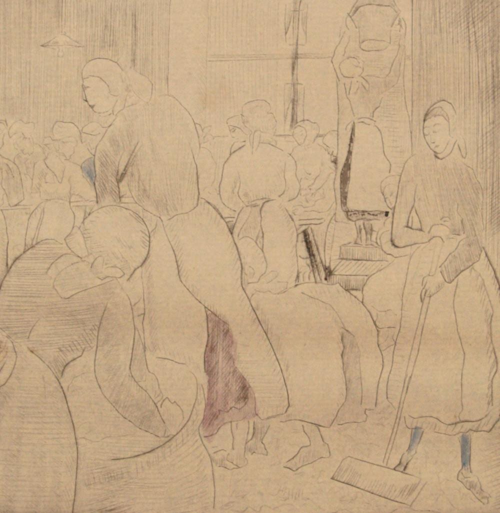 Paula Wimmer comparable auction result: paula wimmer german 1886 1971 feather sorting etching