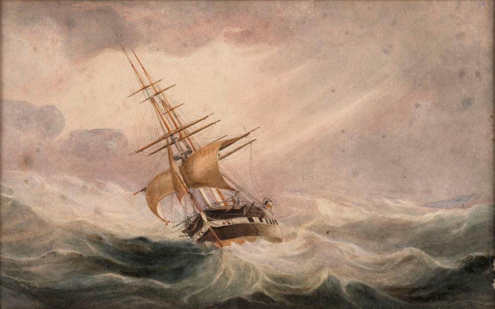 Frederick Garling comparable auction result: frederick garling 1806 1873 the essex in a gale watercolour