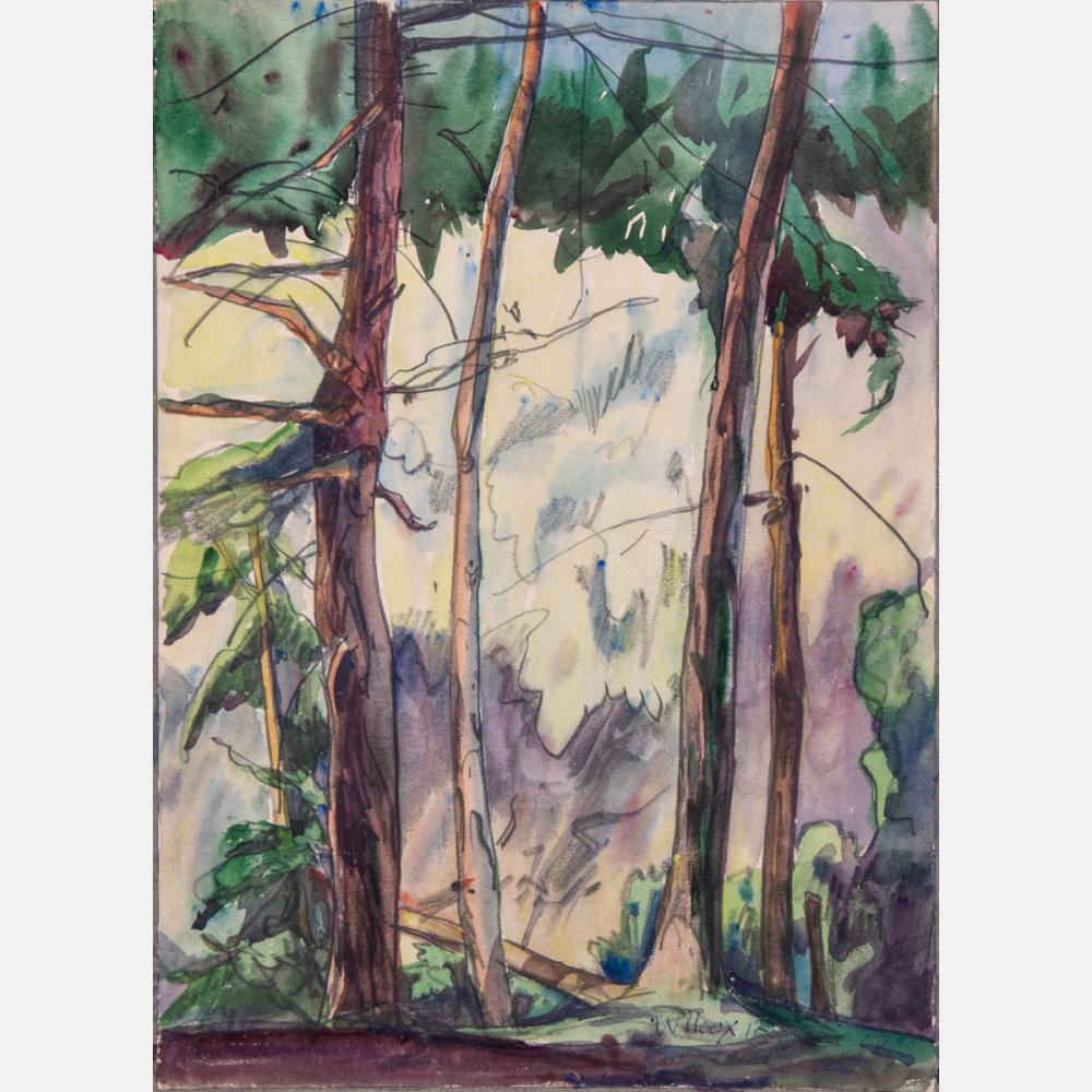 frank nelson wilcox american 1887 1964 cleveland school study of trees brecksville pencil and watercolor on paper · Gray's Auctioneers · 2020-12-02 Frank Nelson Wilcox comparable auction result: frank nelson wilcox american 1887 1964 cleveland school study of trees brecksville pencil and watercolor on paper